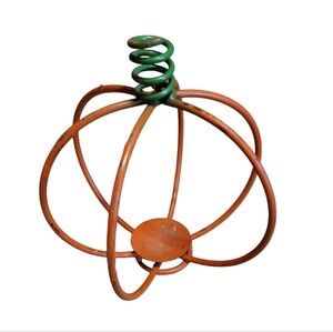 Vintage Pumpkin Metal Rustic Fall‎ Home Decor Candle Holder 16in Tall